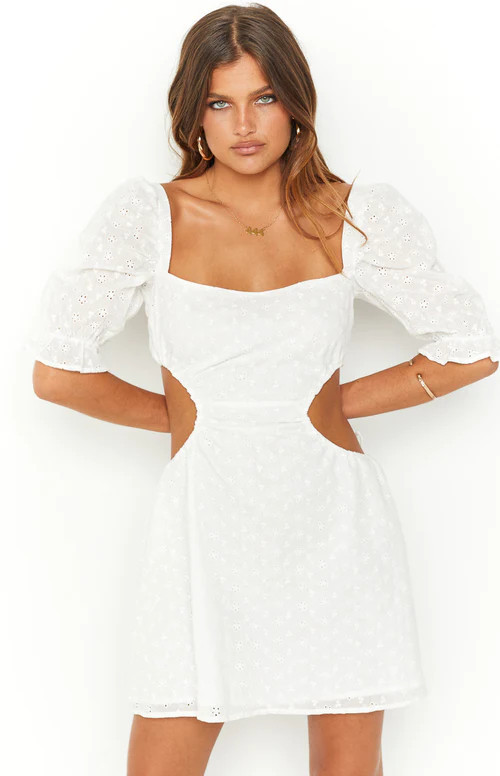 Leana White Broderie Mini Dress | Beginning Boutique (AU)