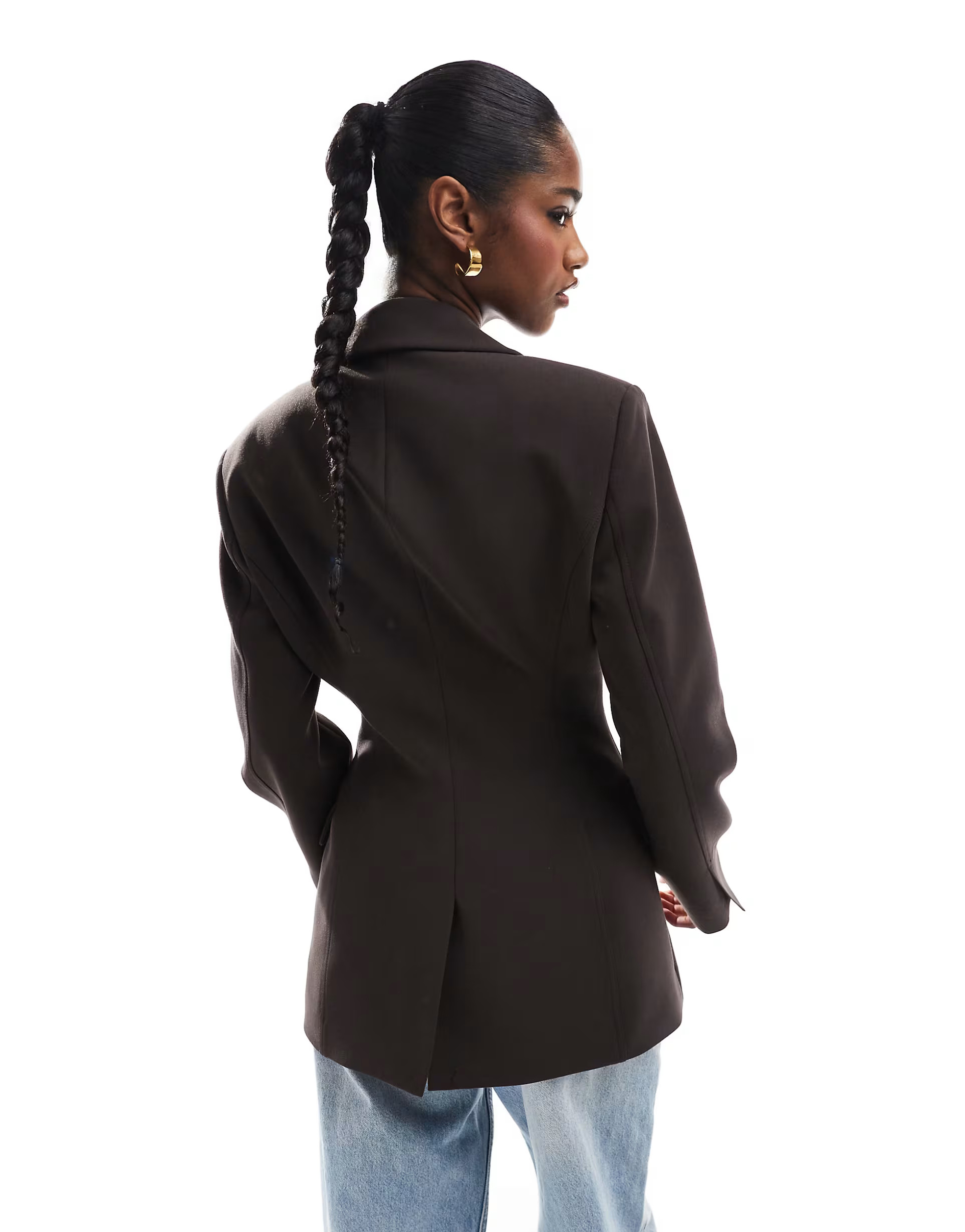 ASOS DESIGN cinch waist blazer in chocolate | ASOS (Global)