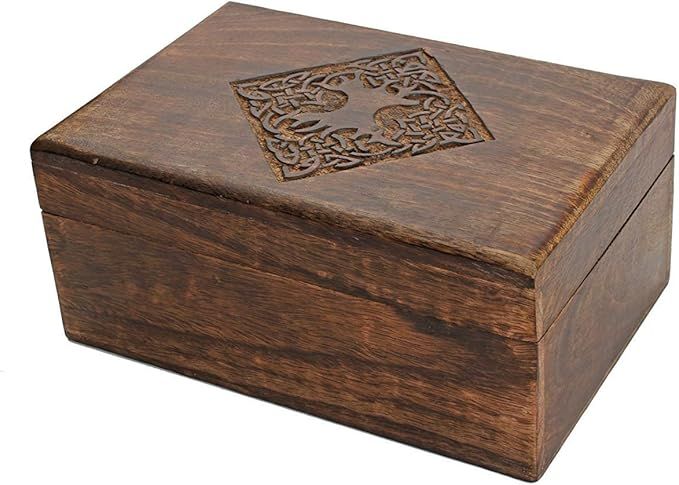 NIRMAN Handmade Wooden Jewellery Trinket Box Keepsake Storage Organizer with Hand Carved Celtic D... | Amazon (US)