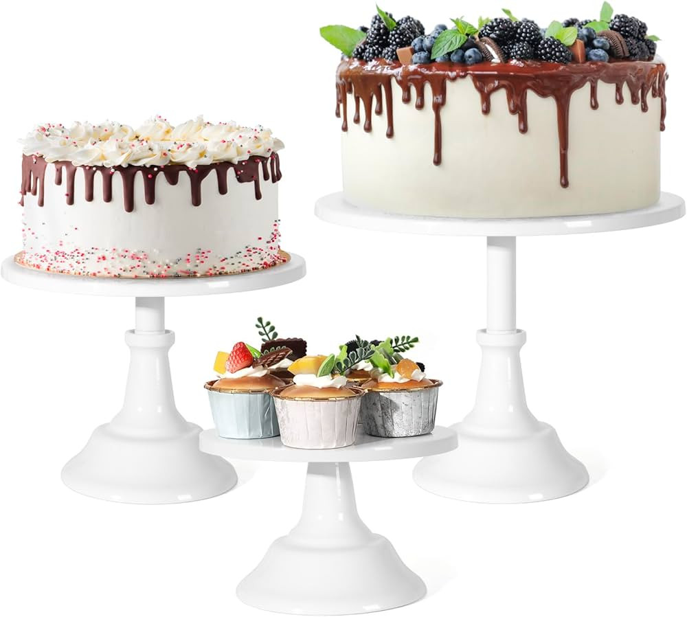 3Pcs Cake Stand, White Round Cupcake Stand 8/10/12Inch Dessert Display Stand Cupcake Holder Pastr... | Amazon (US)