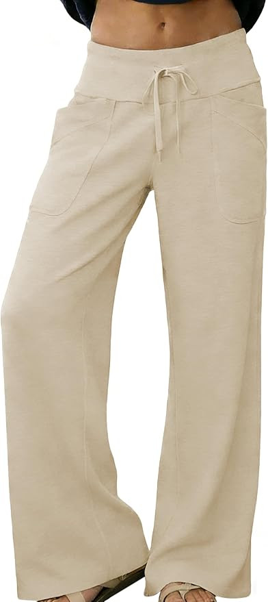Amazon.com: Jianzhixiao Women's Lounge Pants High Waisted Wide Leg Elastic Drawstring Sweatpants ... | Amazon (US)