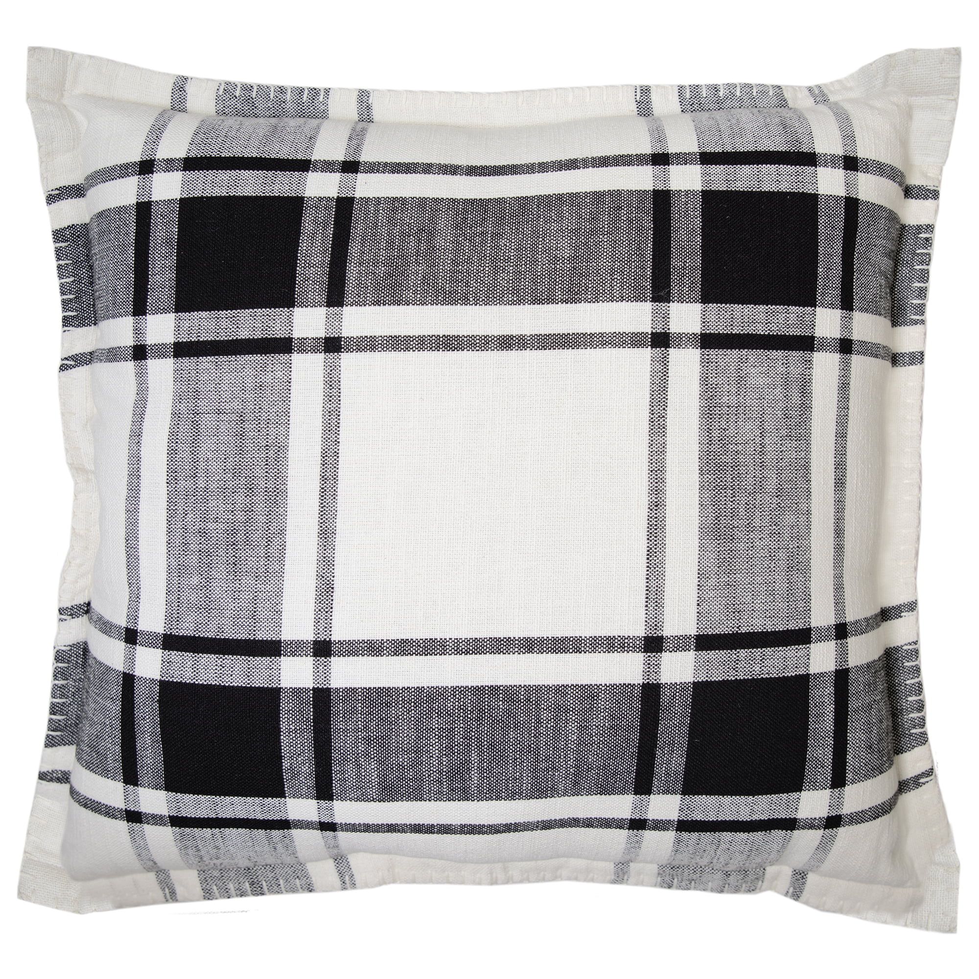 Better Homes And Gardens Reversible Plaid Decorative Pillow, 20" X 20", Black/White | Walmart (US)