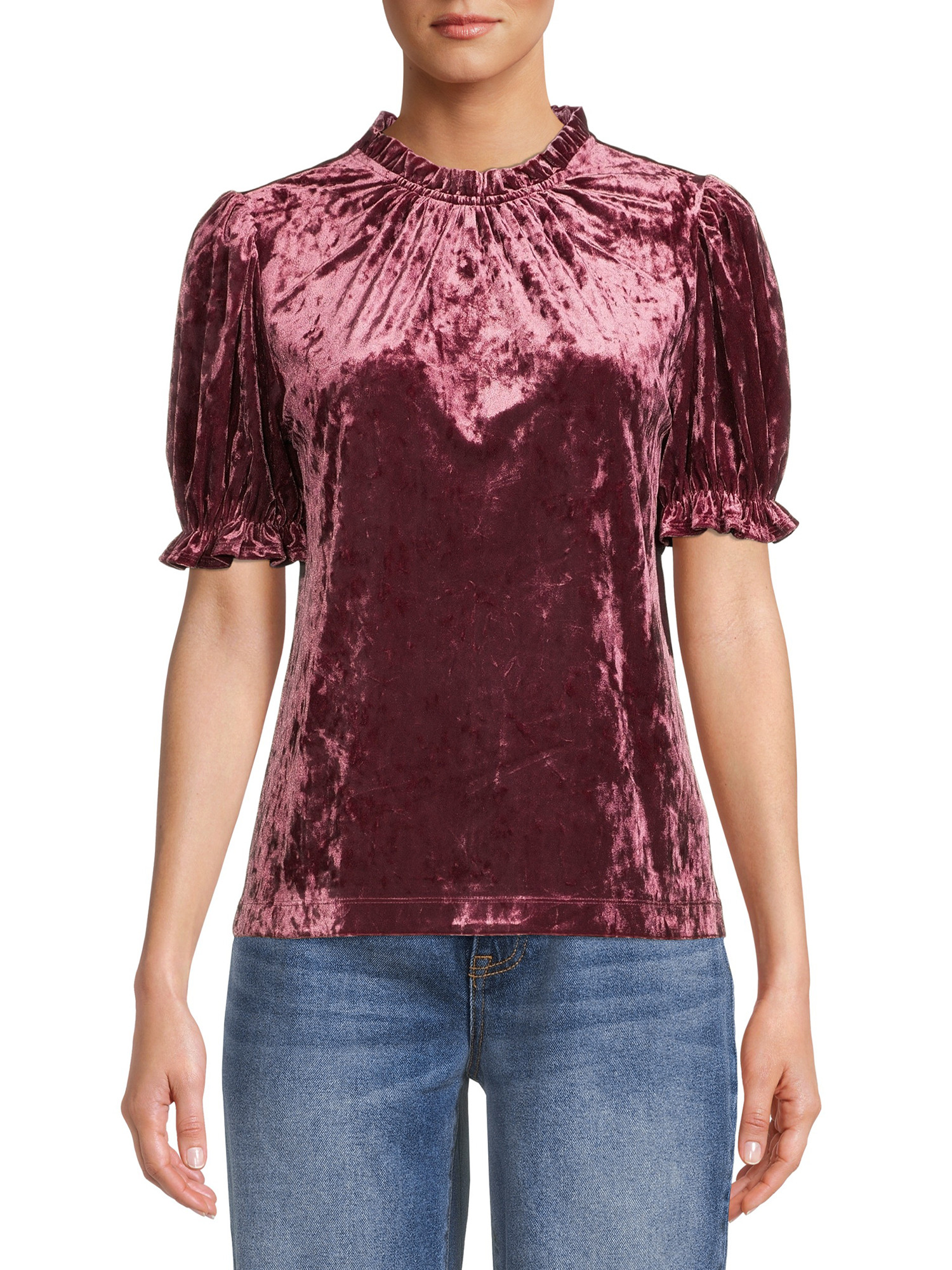 The Get Women's Velvet Puff Sleeve Top | Walmart (US)