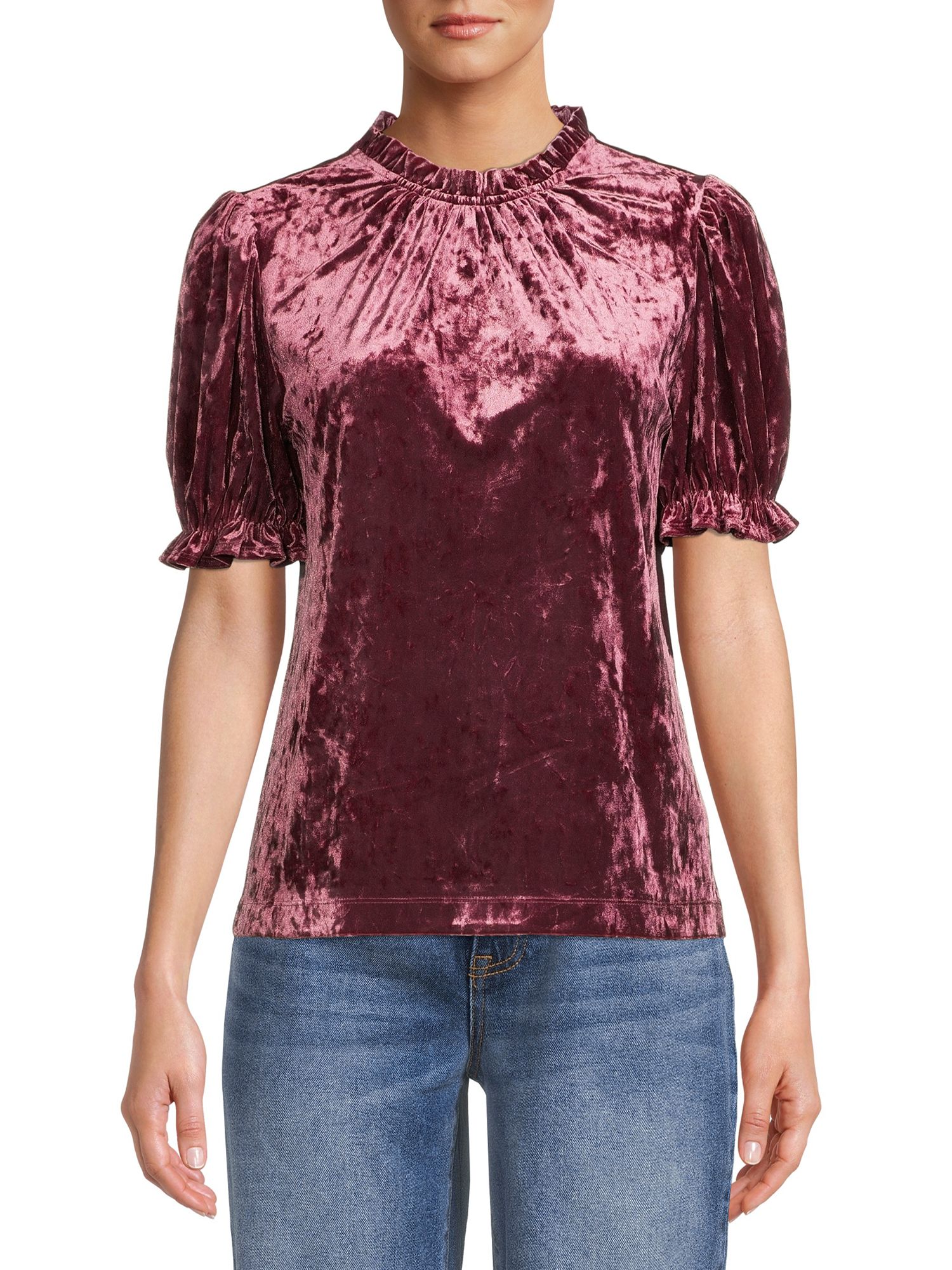 The Get Women's Velvet Puff Sleeve Top | Walmart (US)