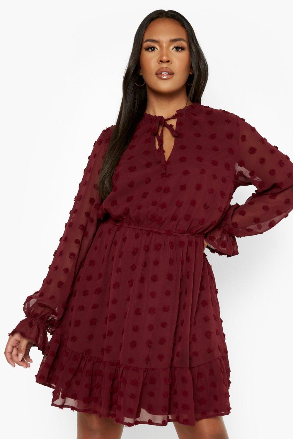 Plus Dobby Keyhole Skater Dress | Boohoo.com (US & CA)