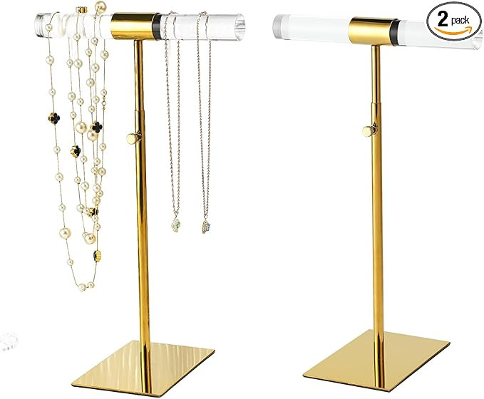 MCKECHSION Acrylic Jewelry Towers - Stainless Steel Long Necklace Stand, Adjustable Height Tablet... | Amazon (US)