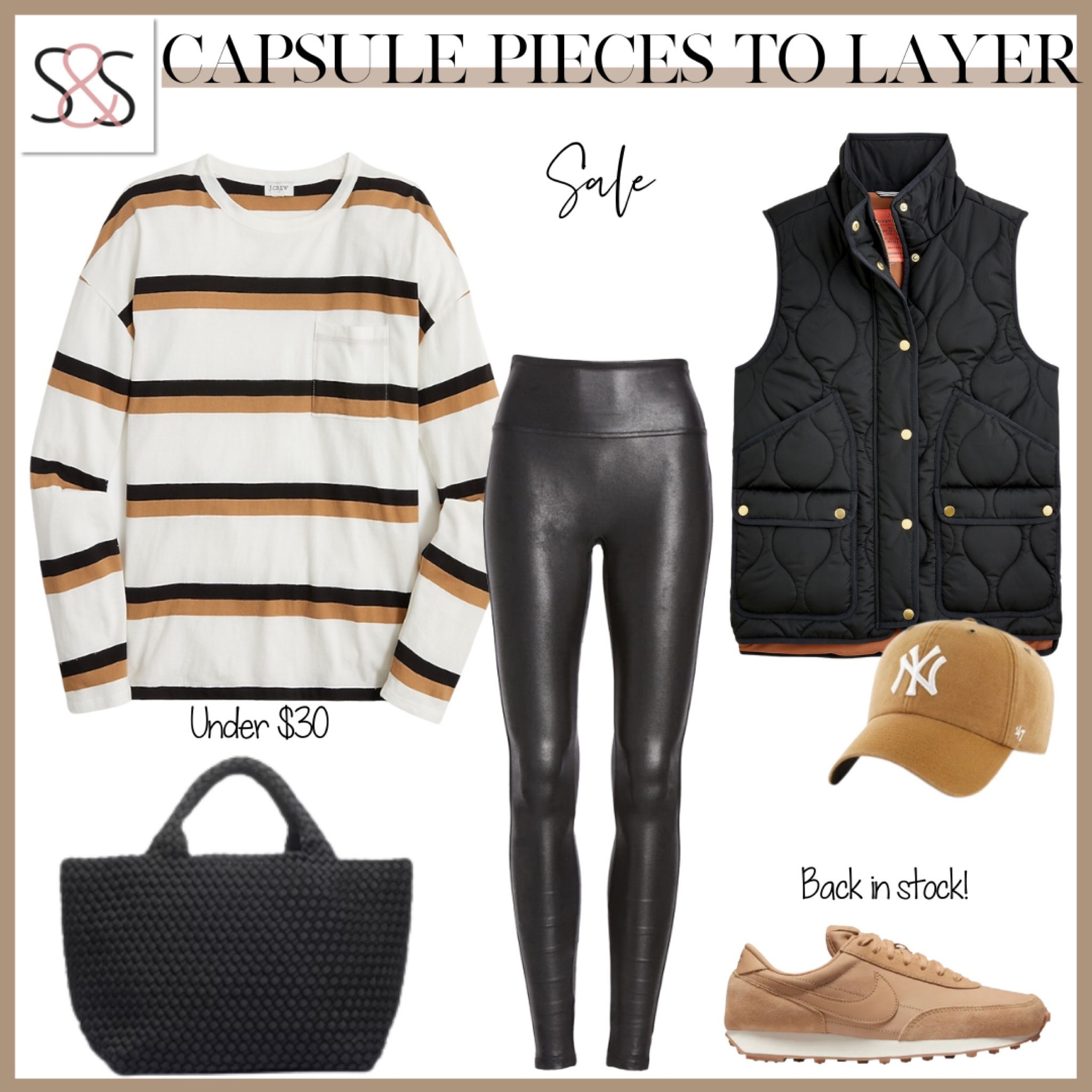 J crew layering with faux leather leggings and Nike sneakers for winter or spring 

#LTKU #LTKstyletip #LTKshoecrush