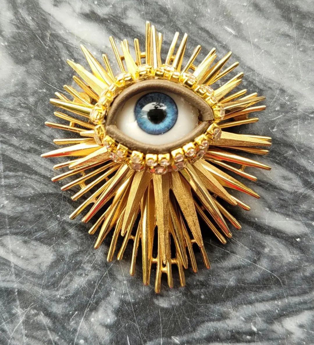 Sacred Wink II- Vintage Brooch. Spiky Goldtone Statement Piece. (also, Available in SILVERTONE - ... | Etsy (US)