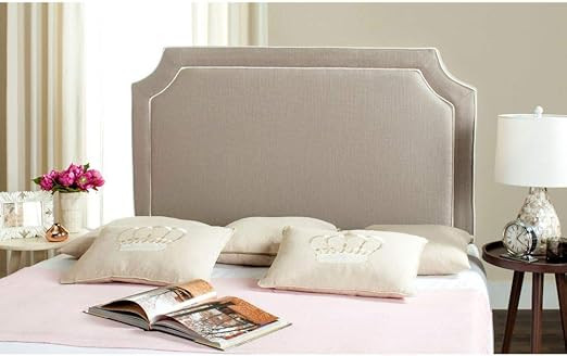 Safavieh Dane Grey/ White Piping Upholstered Headboard (Full) | Amazon (US)