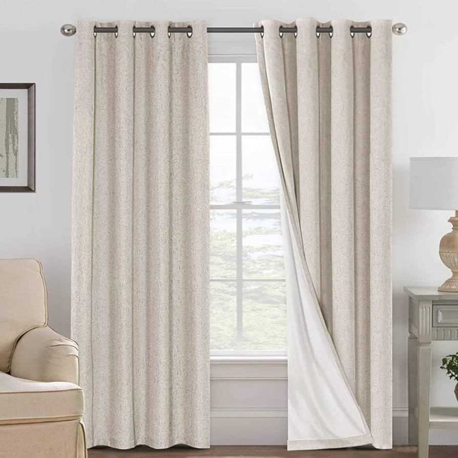 H.VERSAILTEX Linen 100% Blackout Curtains for Bedroom Full Light Blocking Curtains, Textured Wind... | Amazon (US)