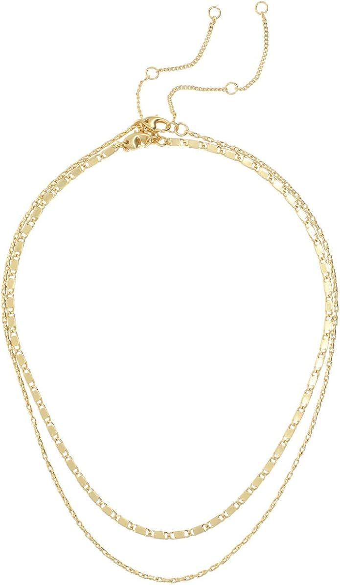 Madewell Billie 2 Skinny Chain Pack Necklace Vintage Gold One Size | Amazon (US)