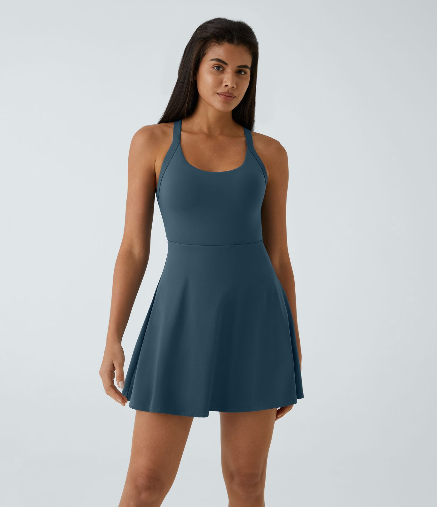 Women’s SoftlyZero™ Airy Backless Twisted Flare Low Support Dance Active Dress-Longer Length-... | HALARA