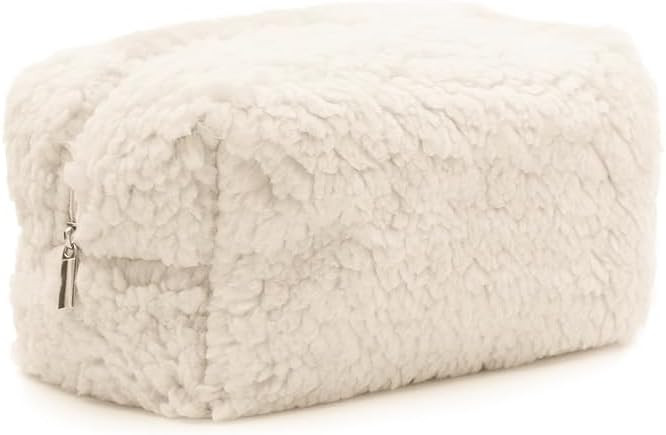 Plush Makeup Bag,Travel Makeup Bag,Large Capacity Cosmetic Bags for Women, Aesthetic Cosmetic Org... | Amazon (US)