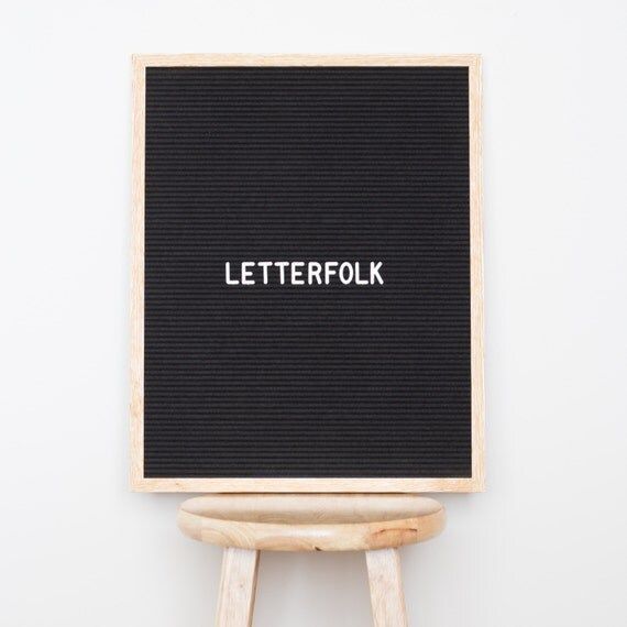 16"x20" Letter board w/ 290-characters — Black felt, light oak wood frame | Etsy (US)