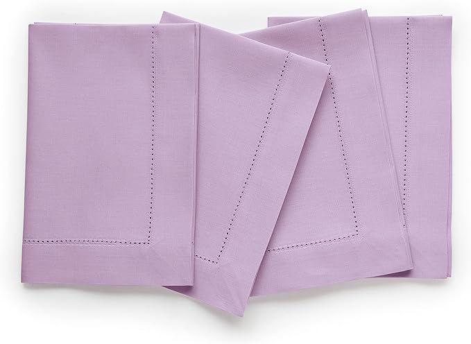 Solino Home Cotton Linen Napkins – Set of 4 Hemstitch Dinner Napkins 20 x 20 Inch – Machine W... | Amazon (US)
