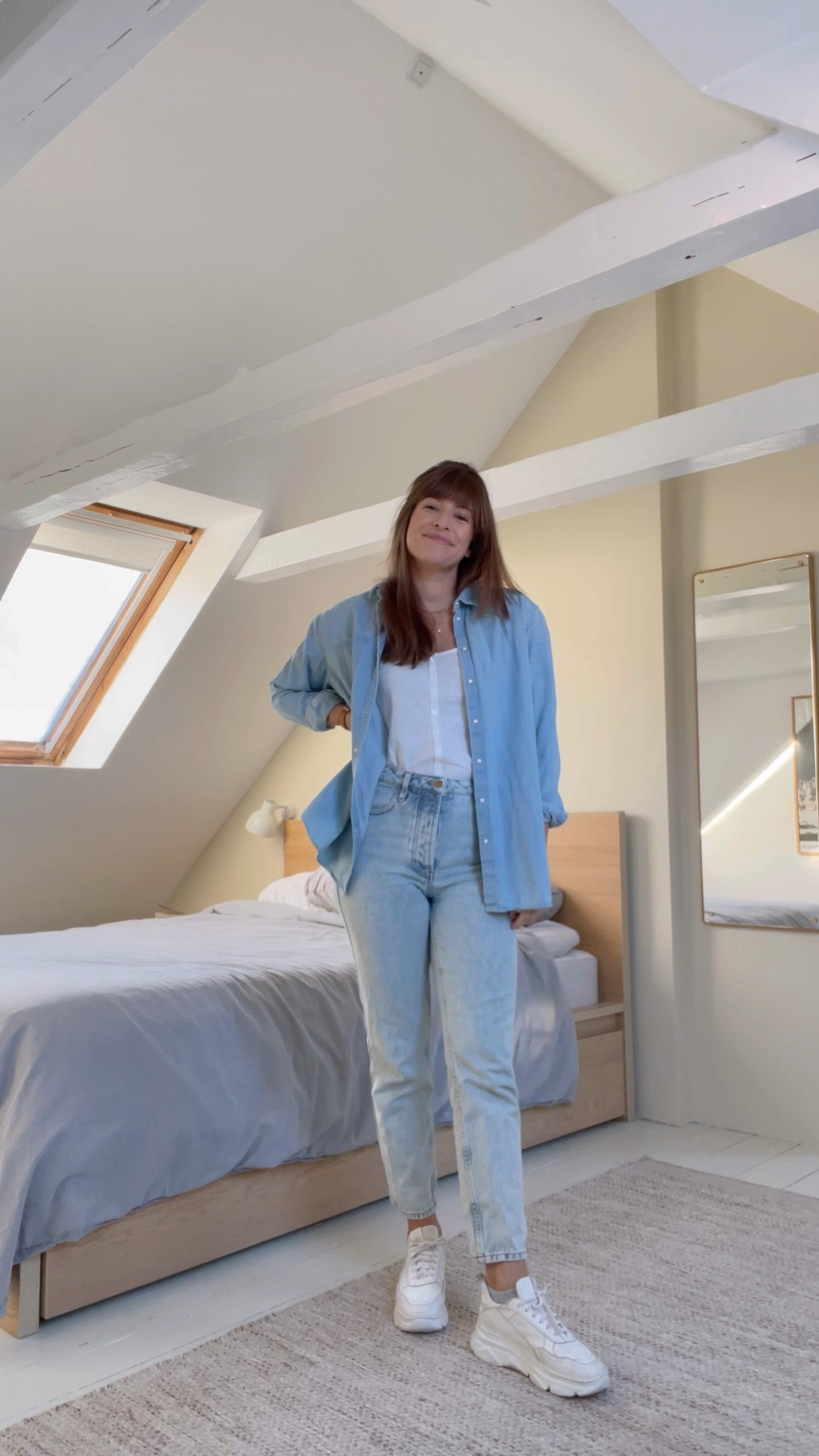 Leveled up basics for weekend 👀😎 I sized up two sizes in this denim, but one size would have been fine. But def size up at least one size!