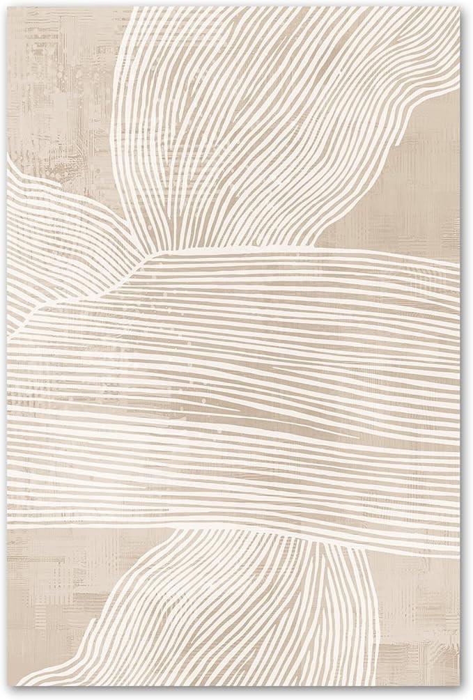 Abstract Beige Canvas Wall Art Mid Century Modern Prints Neutral Line Art Textured Picture Minima... | Amazon (US)
