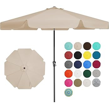 JEAREY 9 FT Patio Umbrella Outdoor, Table Umbrellas Market Umbrella w/Push Button Tilt/Crank, 8 S... | Amazon (US)