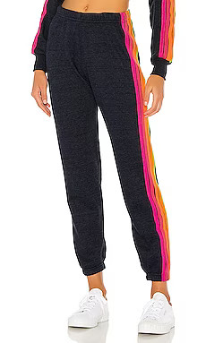 Aviator Nation 5 Stripe Sweatpants in Heather Navy Neon from Revolve.com | Revolve Clothing (Global)