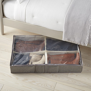 4-Compartment Underbed Boot Organizer Grey | The Container Store