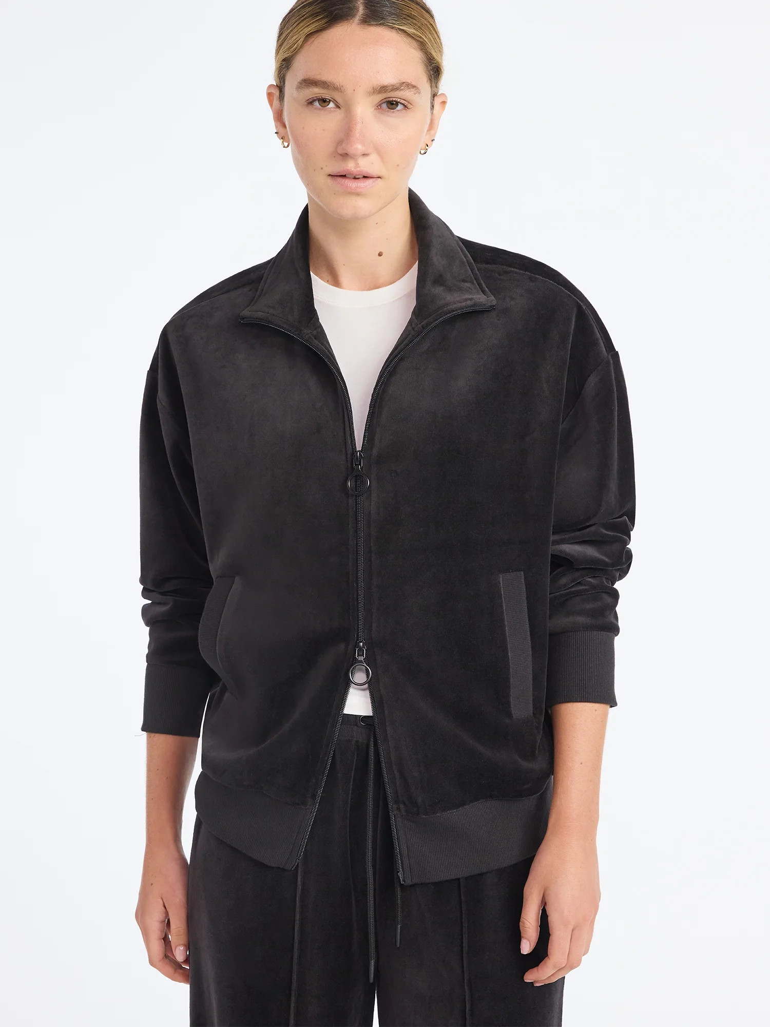 Scoop Women’s Velour Track Jacket, Lightweight, Sizes XS-XXL | Walmart (US)