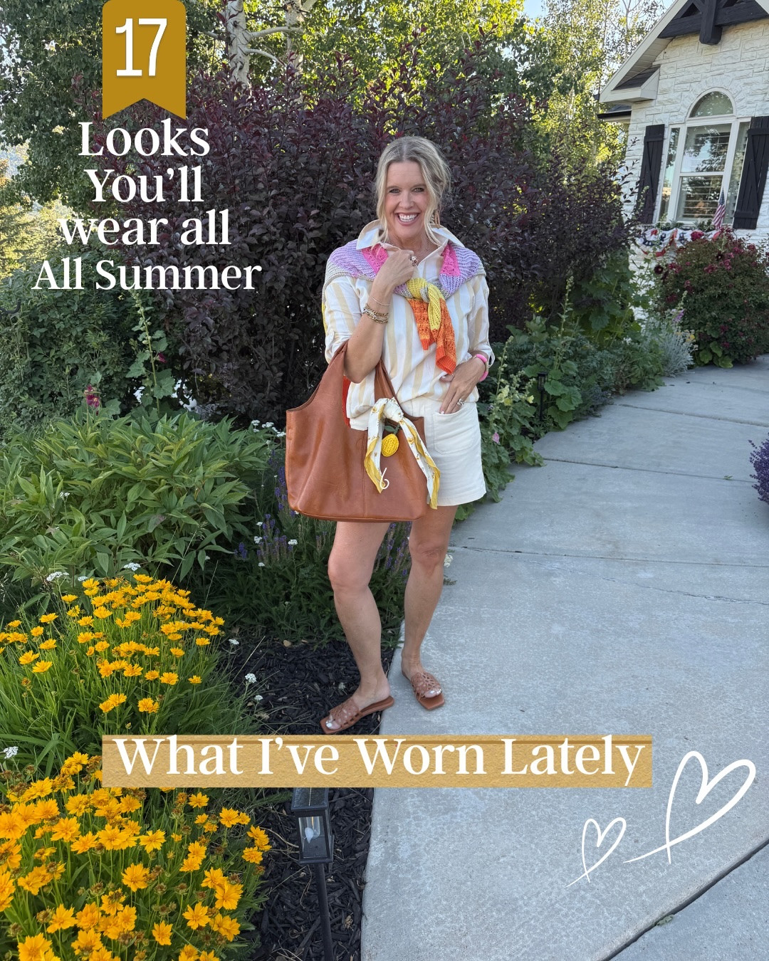 —What I’ve worn lately—
17 Looks  you’ll wear all Summer 

Several BEST sellers worn on repeat
-sandals-shorts-tops-dresses-bags 

Slide to see what I’ve worn and wear✔️

Comment “Shop” for links to shop along with discount codes 

The Classic Summer outfit
Button up shirt & shorts 
Sweatshirt over shoulder 
Classic miller sandals, straw hat and bag

Styling satin lace shorts of 50

These little bit sexy shorts paired with denim and styled with cane and leather Mary Jane’s and tote 

Classic RL polo dress
And on major sale two color ways 

-Ny ballcap also on sale 
-Miller sandals 

Striped v neck top 3/4- affordable find

Front pocket shorts 

Colorful light weight sweater 

Affordable sandals 
Vegan tote 

RL ruffle collar reworked button up

Wide leg cuff Spanx pants 
I have a code 

Affordable gingham dress
Butter soft sweatshirt 

Designer bag and sandals 

Denim shirt 
White jeans 
Tortoiseshell Two buckle slides 
Ball cap 

Blazer 
Cashmere sweater
White jeans 

I have a code 

Lace America button up
Denim shorts 
Red bathing suit 
Red miller sandals 
Ball cap 

Sports dress
I have a code 

Affordable shorts dress
And sweater 

Slide sandals 

Affordable great quality lace dress 

Here’s these shorts again (3 times so far)
 Linen peplum  top 
Straw bag and hat
Platform slides 

Linen short set 
$5 lobster tank 
Miller sandals again 4 times now
Straw crochet bag w/ charms 

Denim puff sleeve top
Linen slight barrel pant
Designer bag
Ankle shoe

Affordable Short set

Again tortoiseshell 2 buckle sandal 
Again butter soft sweatshirt (I have a code)

Comment shop for links and codes 

Affordable Skirt set 
Green slide sandals