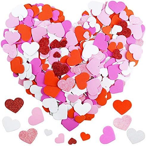 600 Pcs 3 Sizes 4 Colors Assorted Heart Stickers Self Adhesive Foam Hearts Valentine Heart Shaped De | Amazon (US)