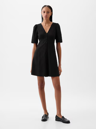 Linen-Blend Button Mini Dress | Gap (US)