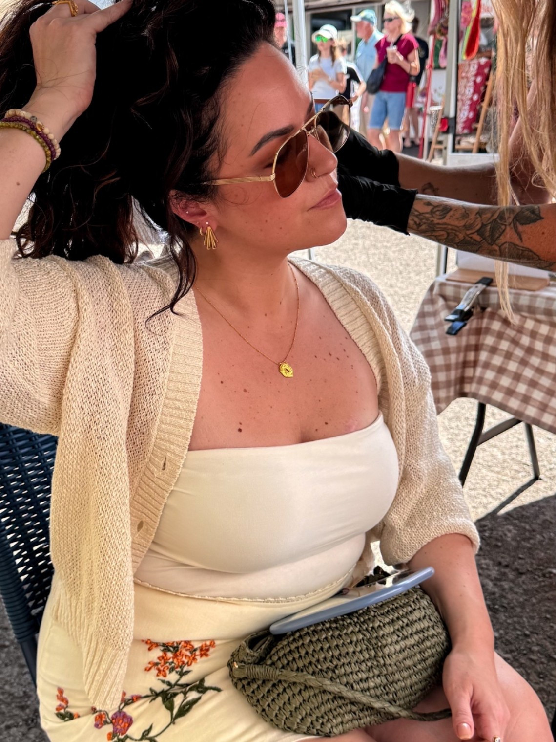 you are never too old for a new piercing. 🫶🏻

midsize vacation outfit, hawaii outfit. 

•wearing a xl in the tube top
•i am typically a 36dd in bras wearing a 38d in my fave strapless bra. 
•beach cardigan large 
•this embroidered wrap skirt is old i linked similar options. 
fave flip flops 
•green straw bag

#LTKOver40 #LTKTravel #LTKSeasonal