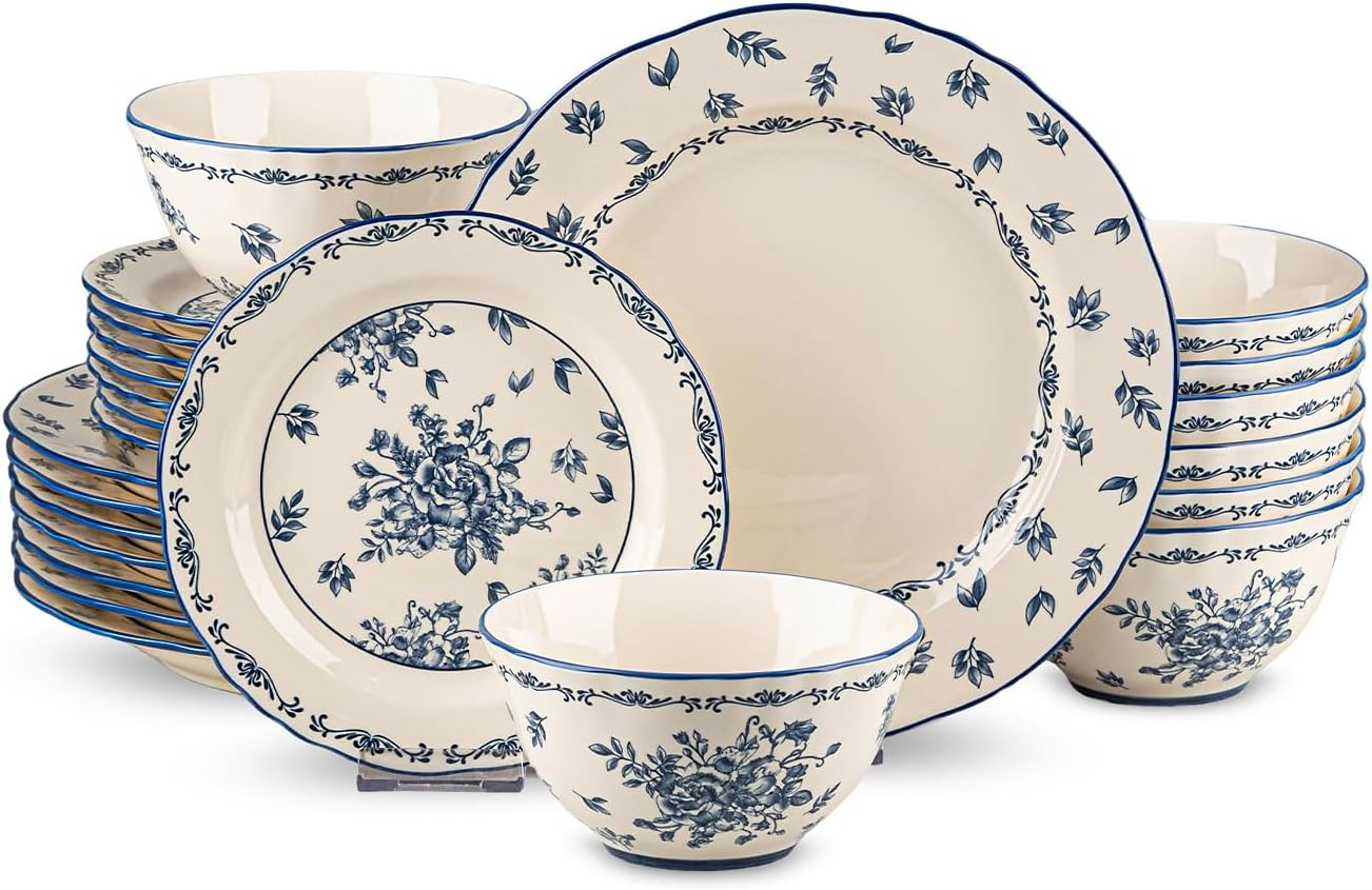 Ceramic Dinnerware Set, Series Western Ⅰ(Vintage Cobalt Blue) | Amazon (US)
