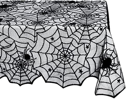 Amazon.com: Halloween Tablecloths Black Lace Tablecloth 54x72 inch Spider Cobweb Table Cover for ... | Amazon (US)