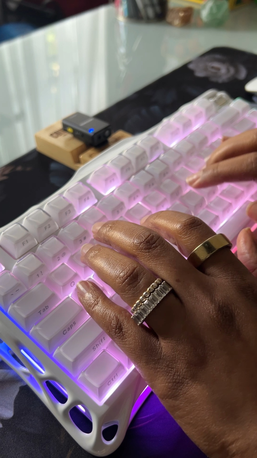 I just got my first mechanical keyboard and I'm obsessed! The sound, the lights, the color! I now know about thocky vs creamy vs silent sound profiles and I want them all. Add a little color to your workspace this fall.

#LTKHome #LTKdayinmylife #LTKKids