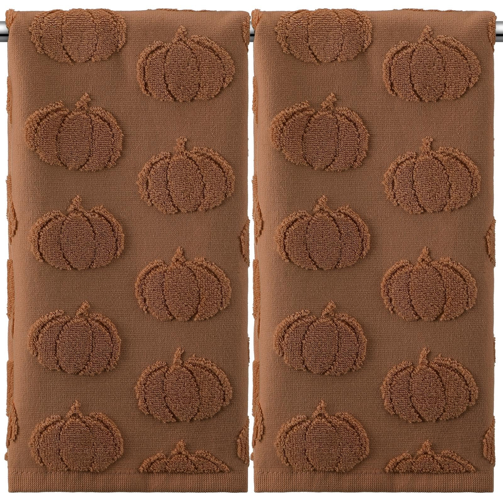 Mindsoft 2 Pcs 3D Brown Pumpkin Jacquard Fall Hand Towels for Bathroom Pumpkin Towels Thanksgiving 100% Cotton Soft Absorbent Decorative Weave Bathroom Decor Gift, 13.7 x 29.5 Inch | Amazon (US)