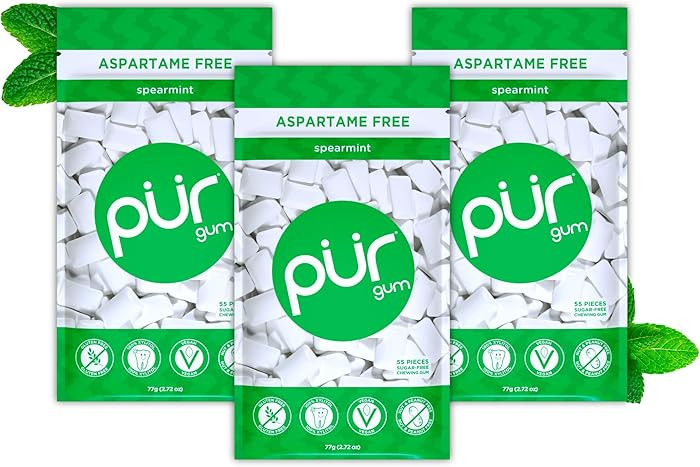 PUR Gum | Aspartame Free Chewing Gum | 100% Xylitol | Natural Spearmint Flavored Gum, 55 Pieces (... | Amazon (US)