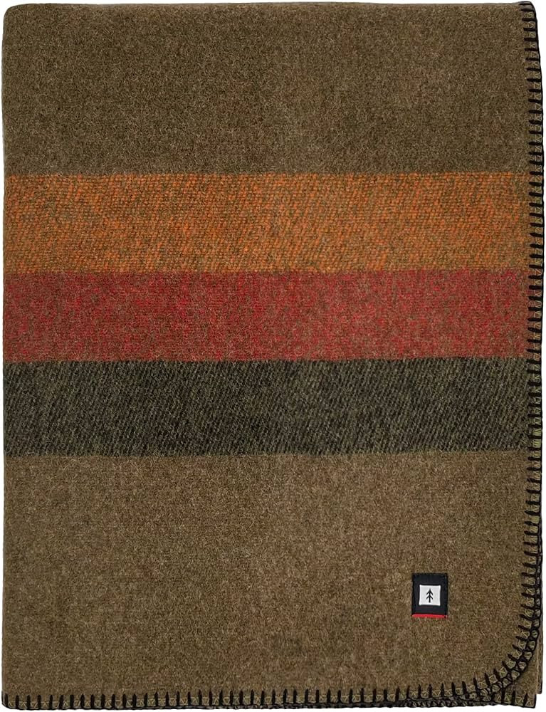 EKTOS 100% Wool Blanket, 90" x 66", Wool Camping Blankets, Hunting Blanket (Olive Blaze Striped, ... | Amazon (US)