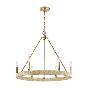 Abaca 6-Light Chandelier in Satin Brass – BURKE DECOR | Burke Decor