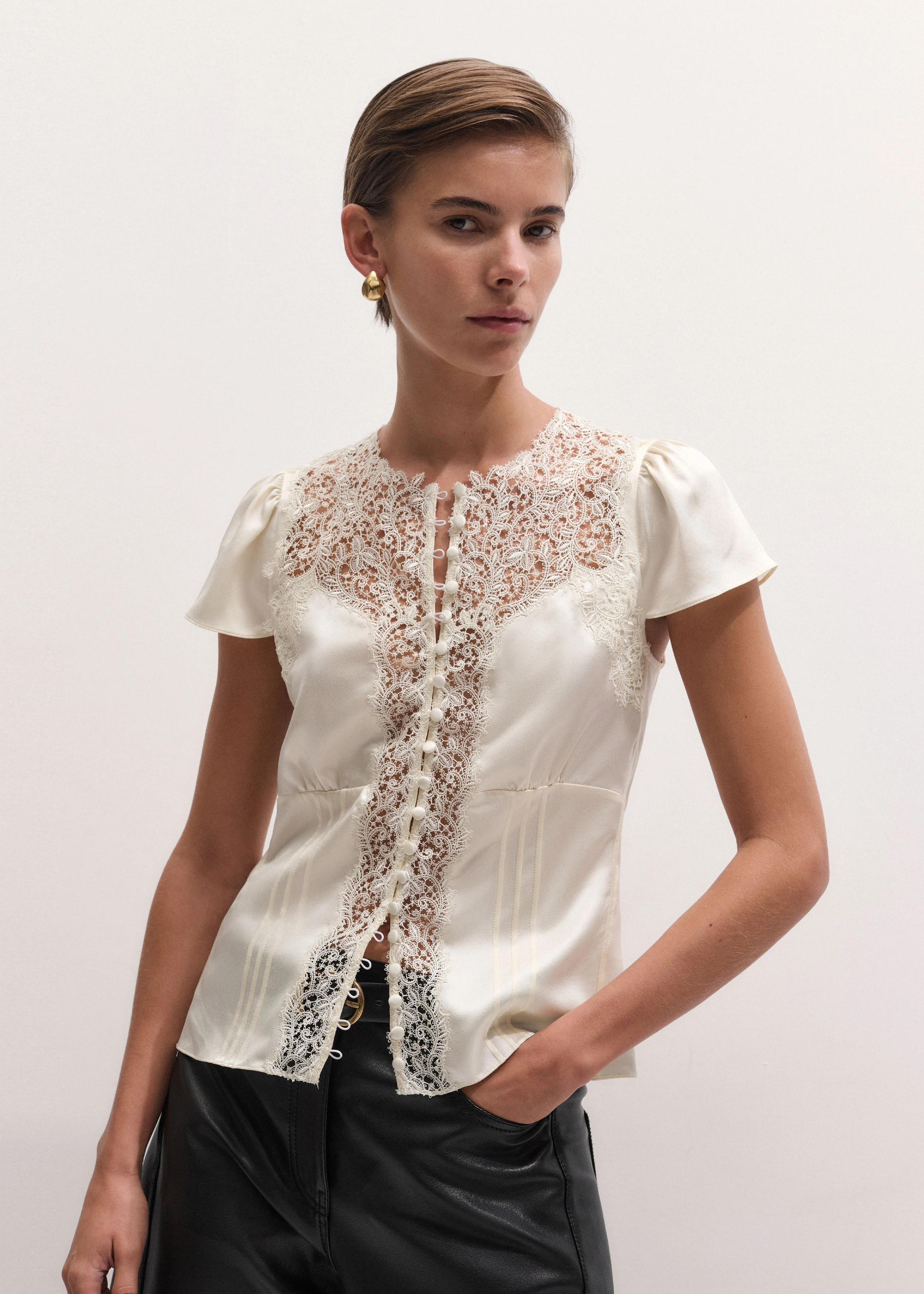 Lace Straight Blouse | ME+EM Global (Excluding US)