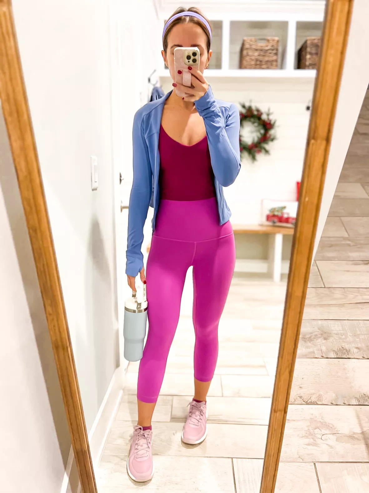 pink and black workout look lululemon align crop leggings-2