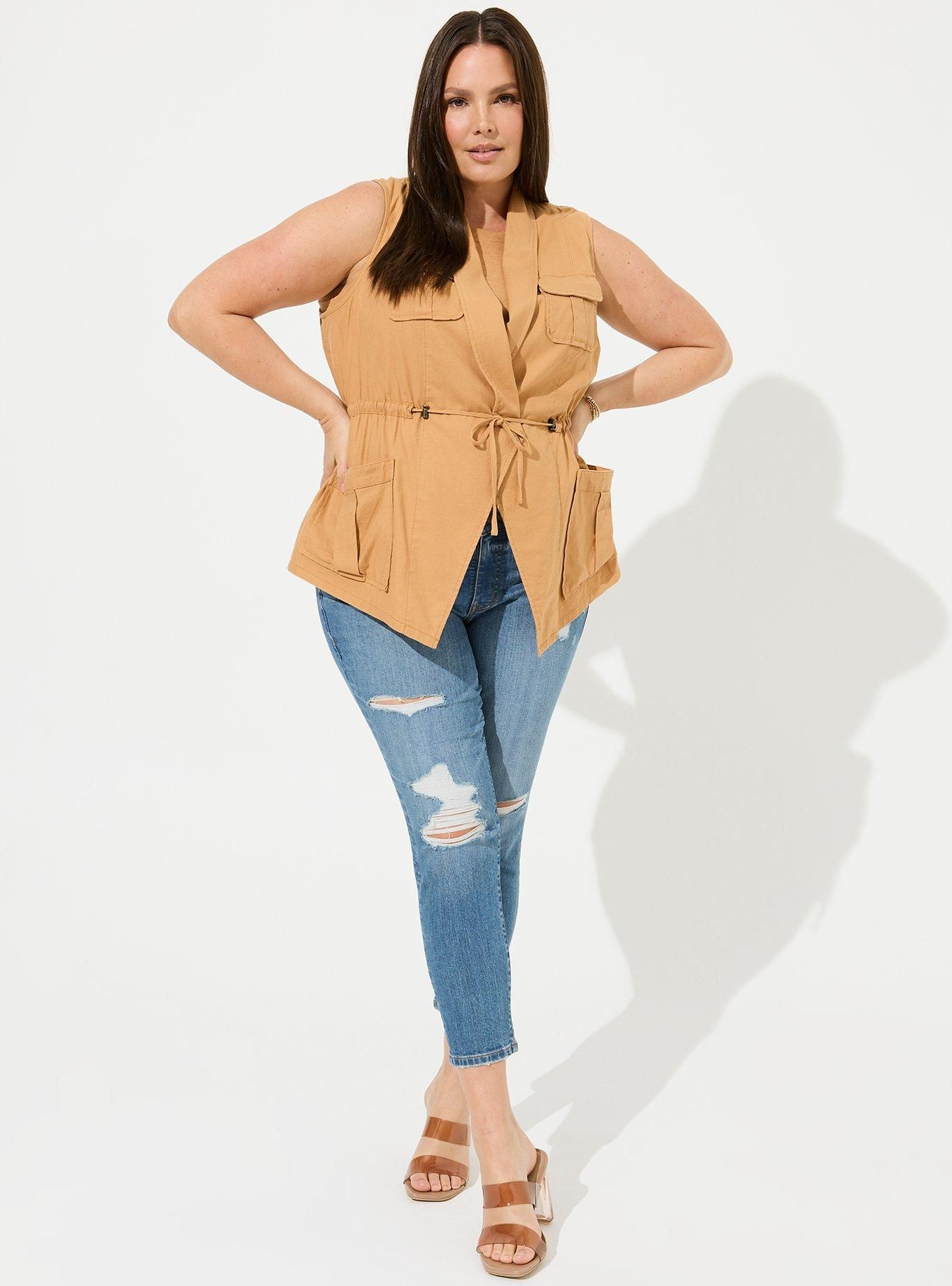 Linen Drape Front Vest | Torrid (US & Canada)