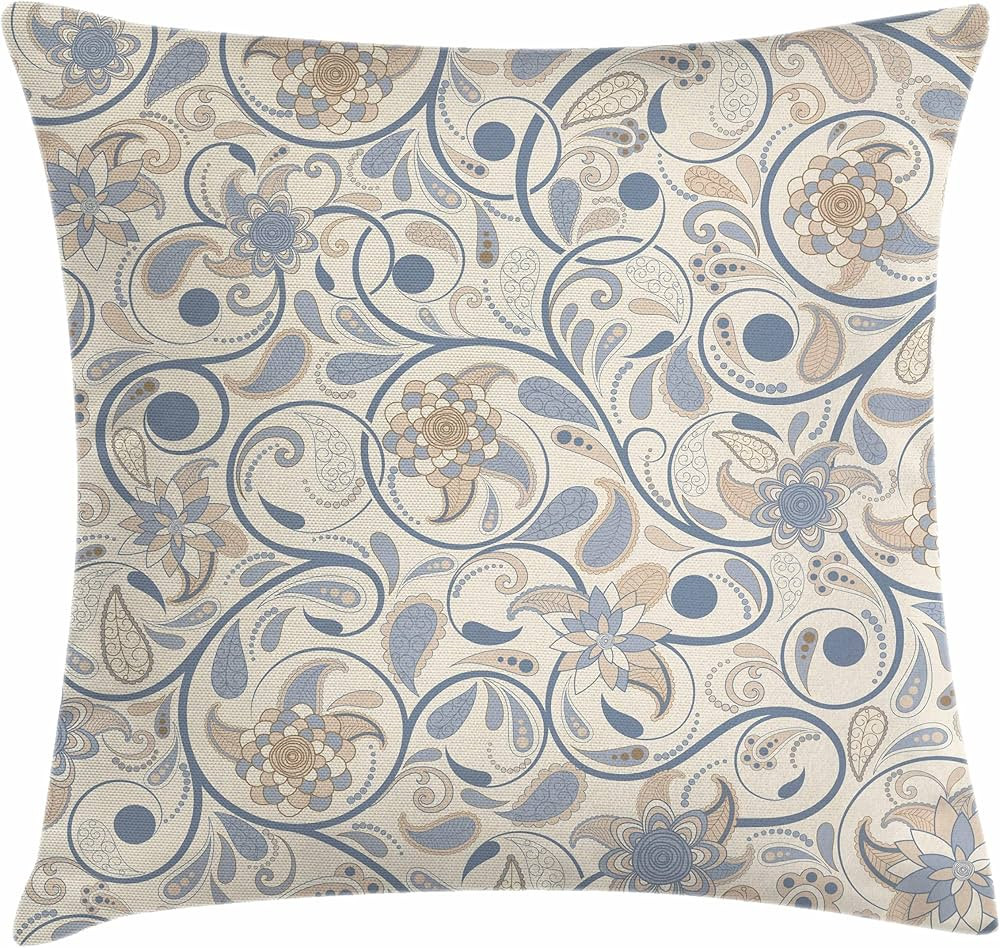 Ambesonne Vintage Throw Pillow Cushion Cover, Oriental Scroll with Swirling Leaves with Eastern D... | Amazon (US)
