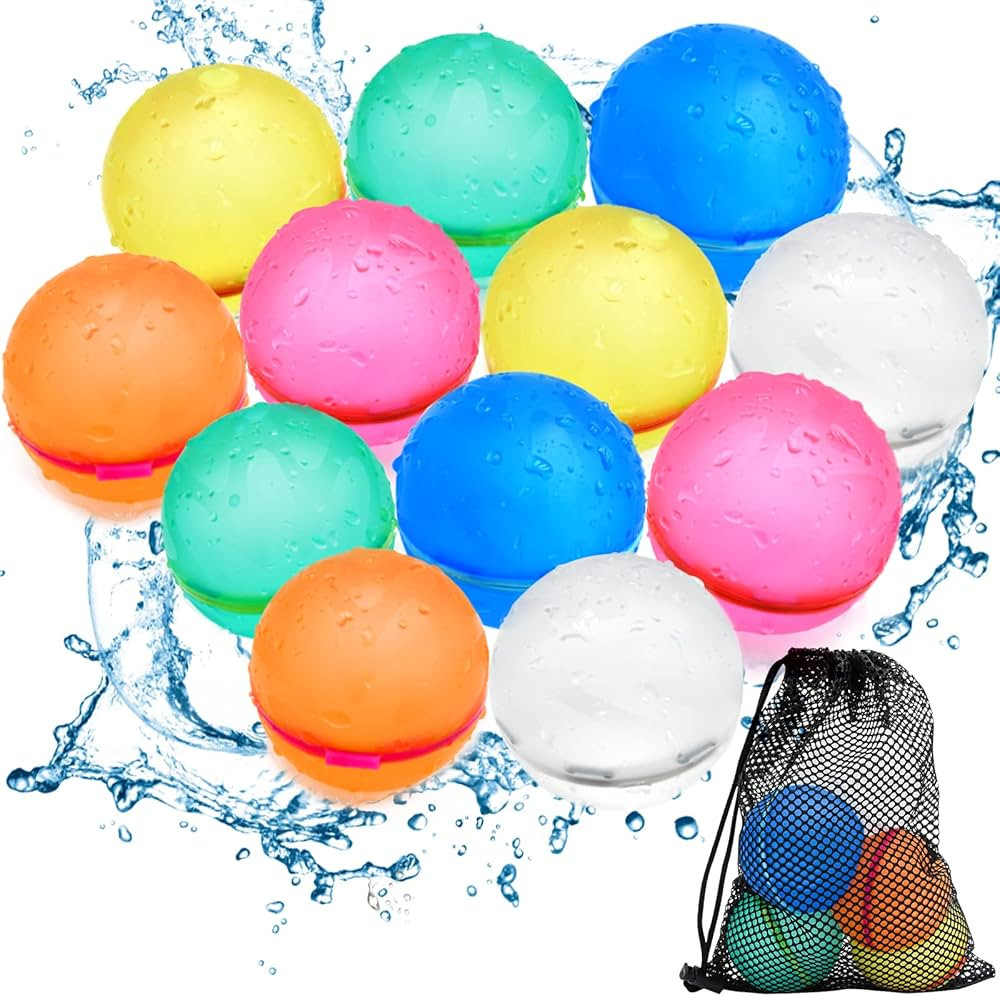SOPPYCID Reusable Water Bomb Balloons, Latex-Free Silicone Water Ball with Mesh Bag, Self-Sealing... | Amazon (US)