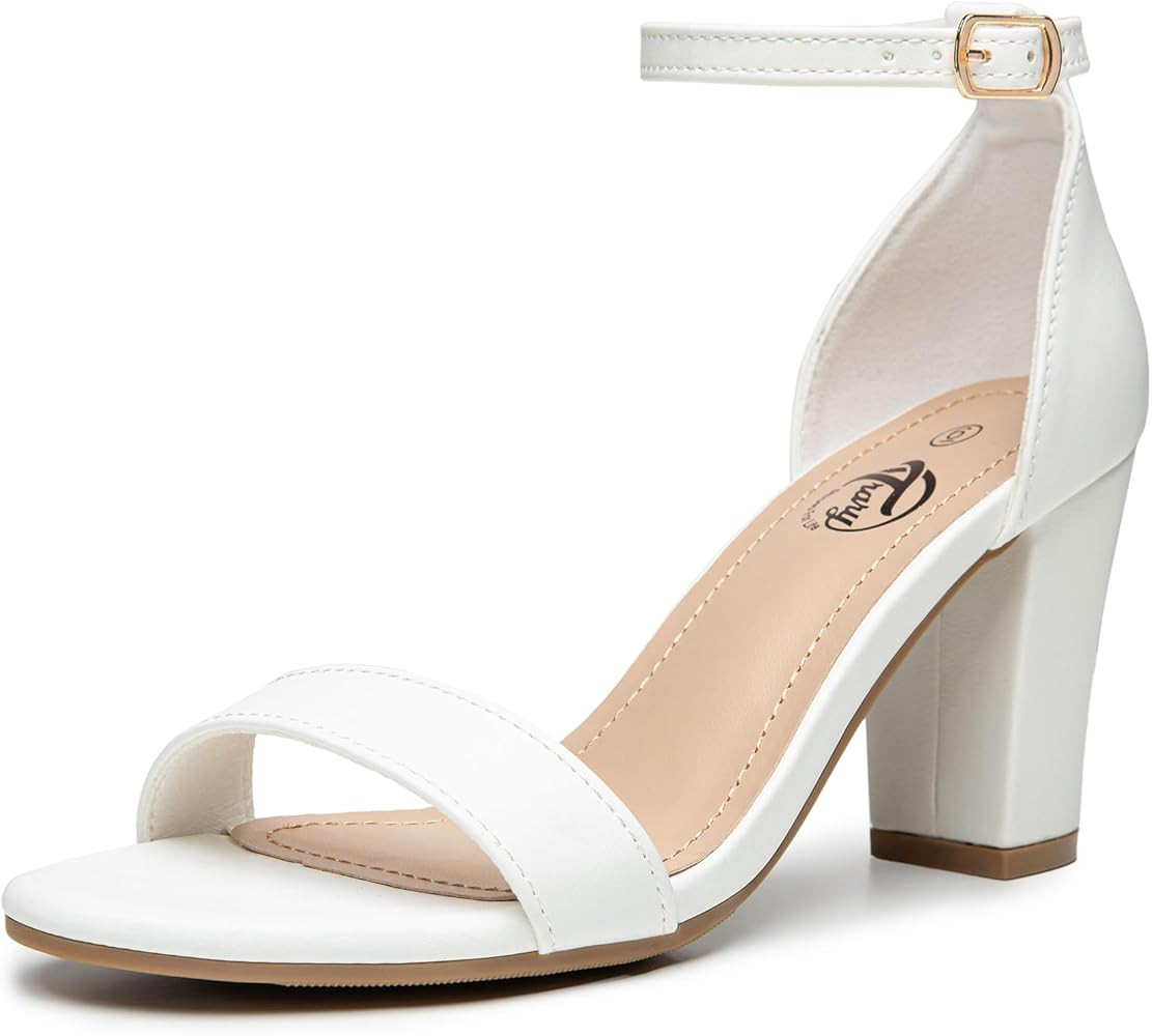 Trary White Purple Black Nude Heels for Women, Chunky Heels for Women, Strappy Sandals for Women,... | Amazon (US)