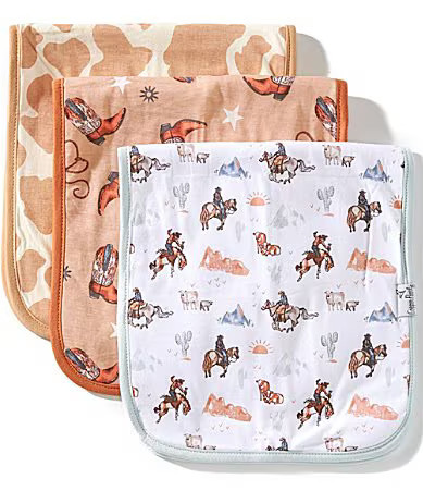 Copper Pearl Baby Boys Boone Western Print Burp Cloths 3-Pack - One Size | Dillard's