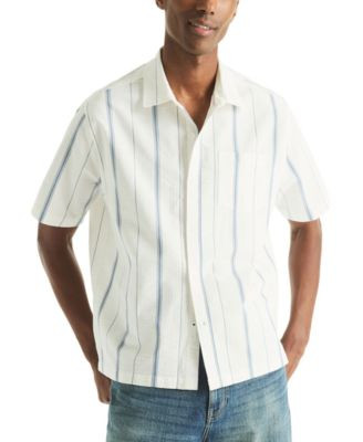 Nautica Men's Striped Dobby Short-Sleeve Collared Shirt - Macy's | Macy's