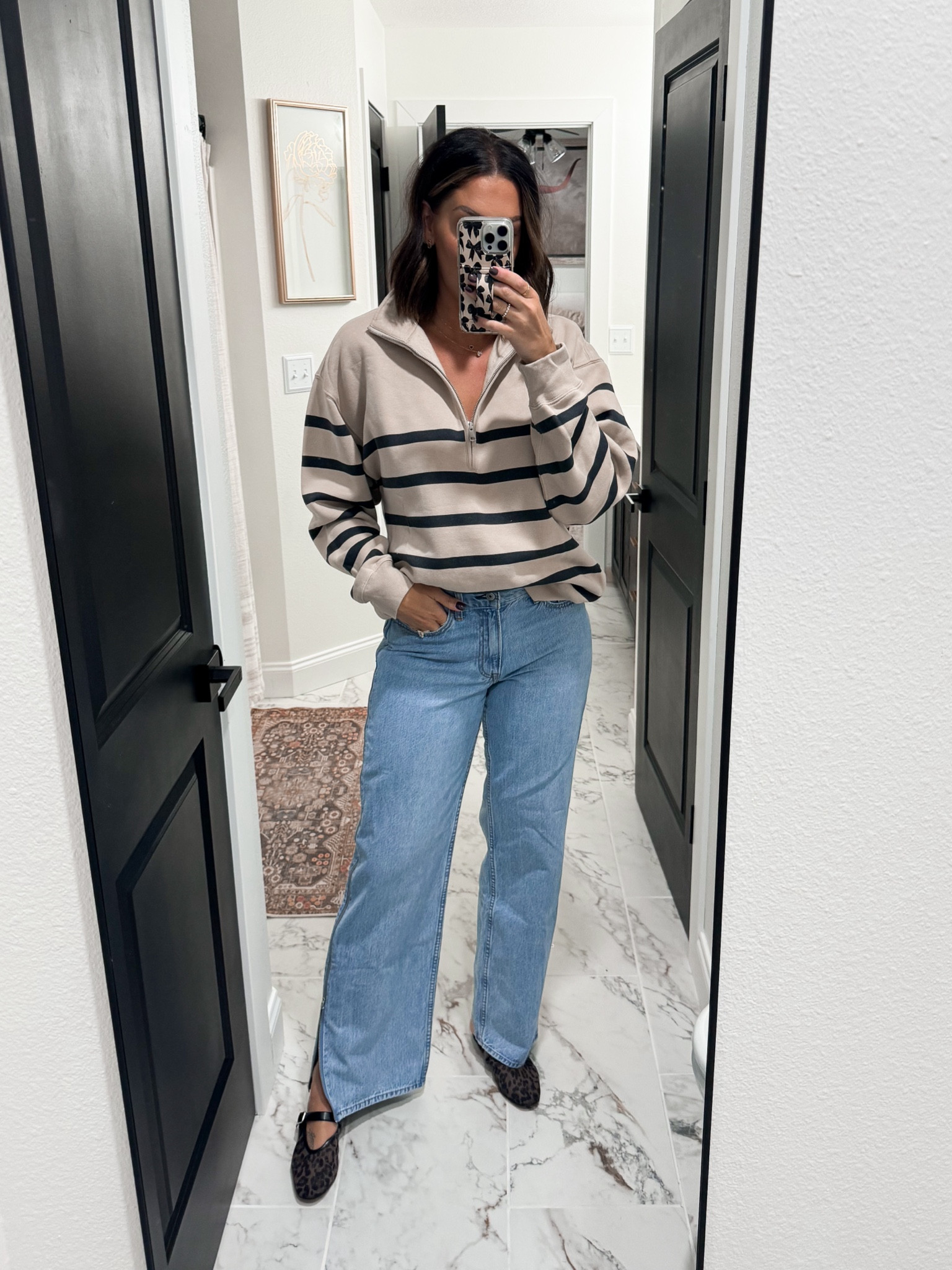 1/2 zip pull over-medium
Jeans-27L
Leopard Ballet flats-tts 8

#LTKStyleTip #LTKSaleAlert #LTKFallSale