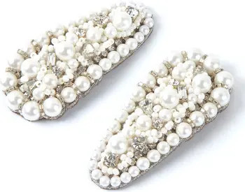 Deepa Gurnani Set of 2 Pravya Imitation Pearl Hair Clip Set | Nordstrom | Nordstrom
