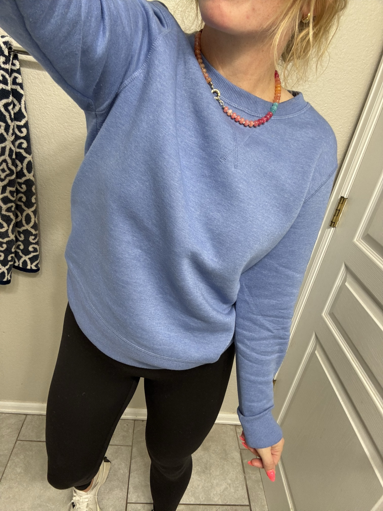 Crewneck sweatshirt on sale for $11 grab your normal size or size up for more of a looser fit 

Comfy outfit for a cooler rainy summer day — blue crewneck sweatshirt, leggings, beaded necklace, and new balance sneakers 






Size 6/8 summer outfit ideas, midsize summer outfit, casual summer style, effortless everyday style, Amazon fashion midsize, petite Amazon fashion, coffee run outfit, SAHM outfits for summer, sports mom outfit, sweatshirt outfit

#LTKootd #LTKSaleAlert #LTKPetite