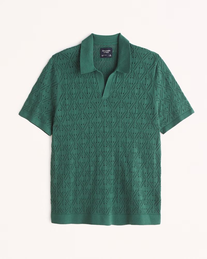 Crochet Johnny Collar Sweater Polo | Abercrombie & Fitch (US)