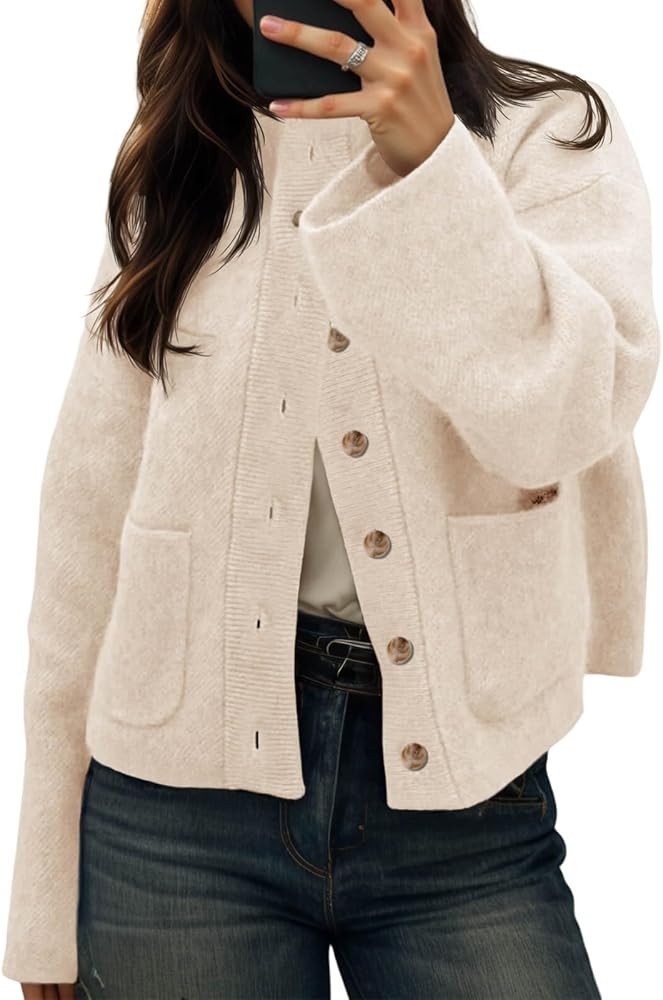 Cicy Bell Womens Chunky Knit Cardigan Sweaters Button Down Mock Neck Open Front Jacket Winter Cas... | Amazon (US)