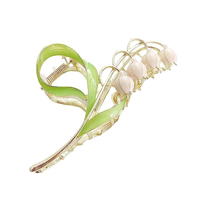 Lily of The Valley Flower Hair Clips, Orchid Hair Clamps, Large Metal Hair Claw Clip, Lily Flower... | Amazon (US)